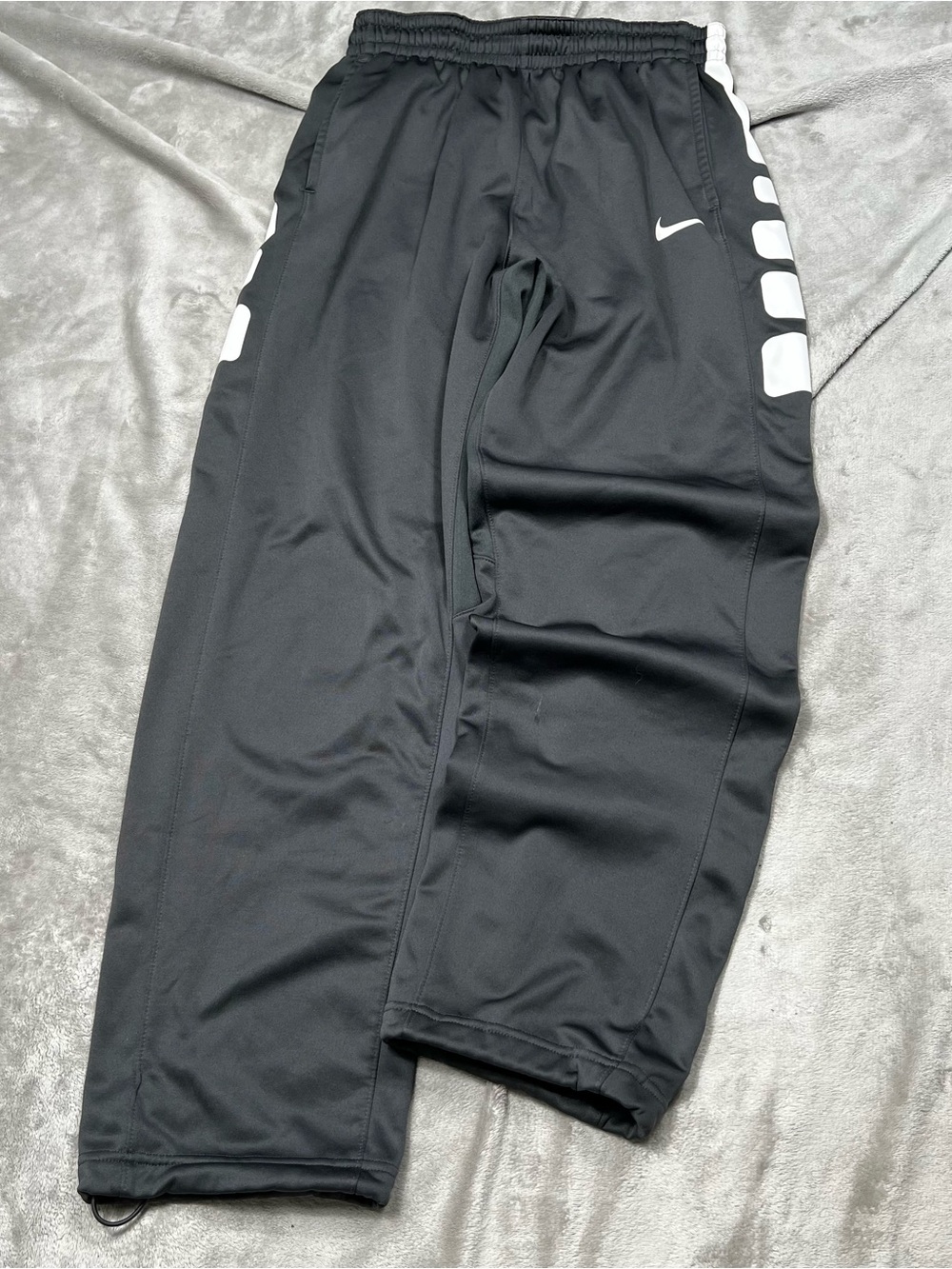 Nike Elite Therma-FIT Basketball Pants Mens L Grey/White Baggy Y2K 835384 061